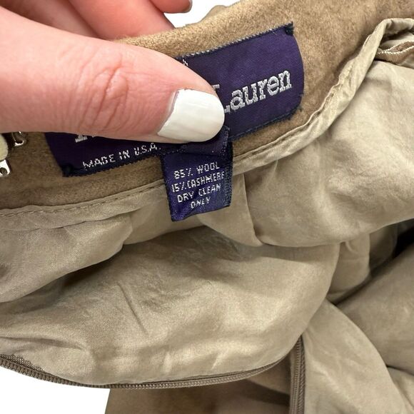 Ralph Lauren Purple Label Tan Wool and Cashmere Skirt Size 10 - Picture 9 of 9